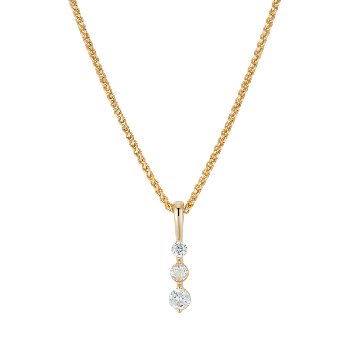August Woods Gold Trio Solitaire CZ Necklace