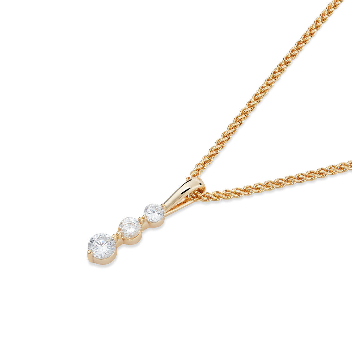 August Woods Gold Trio Solitaire CZ Necklace