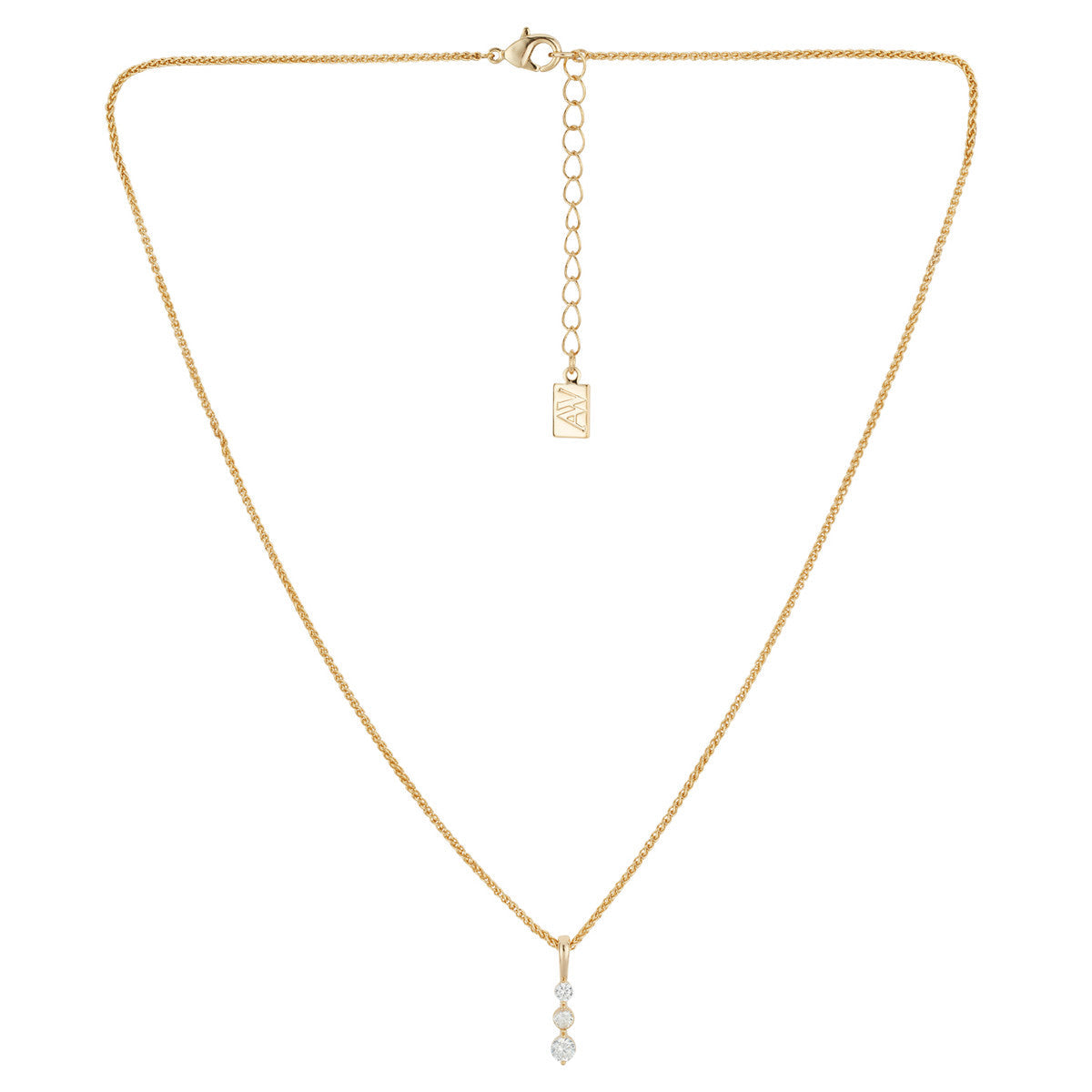 August Woods Gold Trio Solitaire CZ Necklace