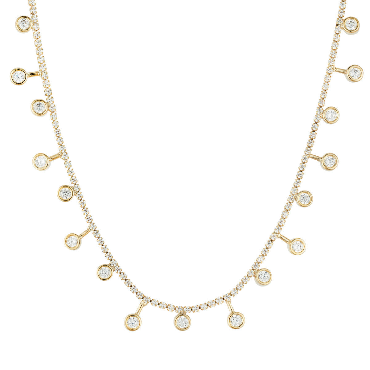August Woods Gold Cluster Charm Tennis Necklace