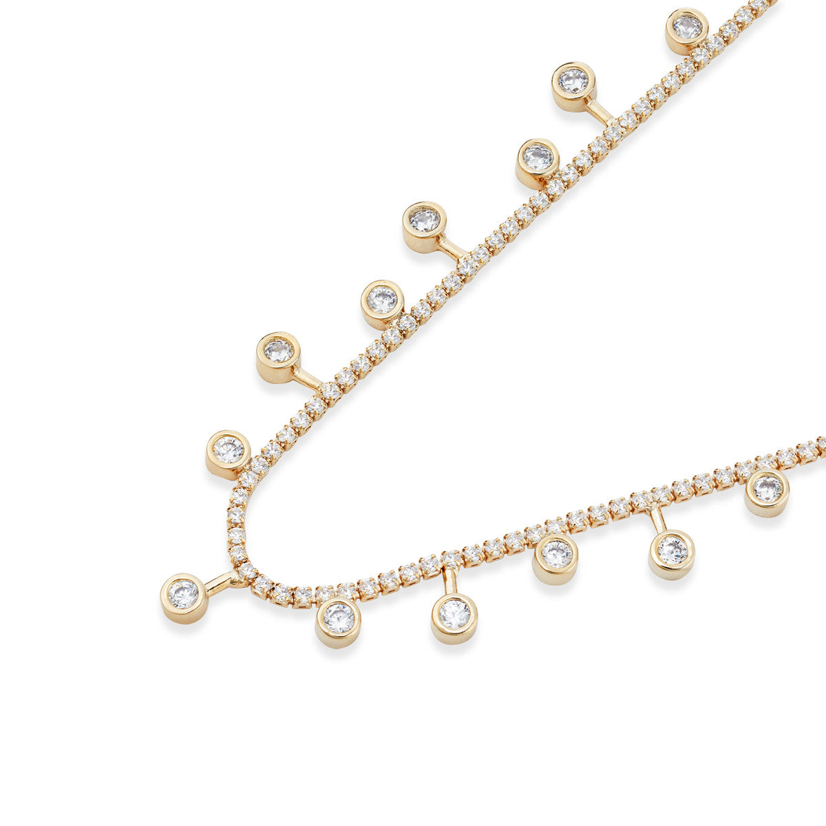 August Woods Gold Cluster Charm Tennis Necklace