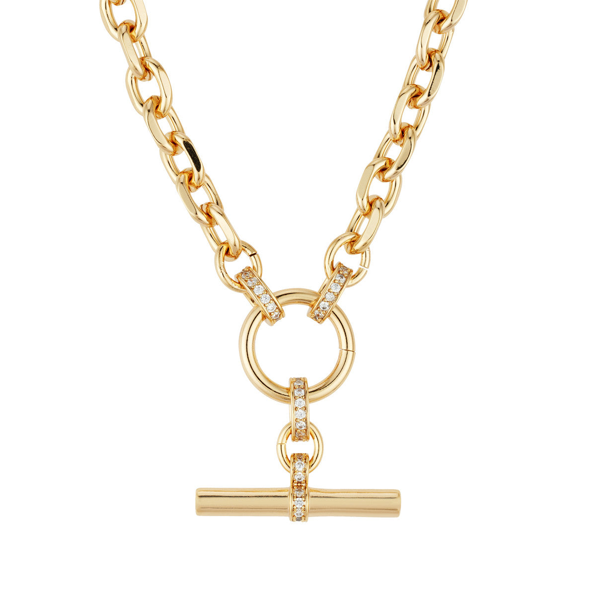 August Woods Gold Linked Chain T-Bar Necklace