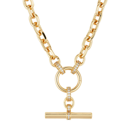 August Woods Gold Linked Chain T-Bar Necklace