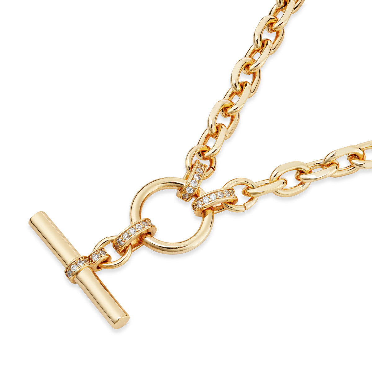 August Woods Gold Linked Chain T-Bar Necklace