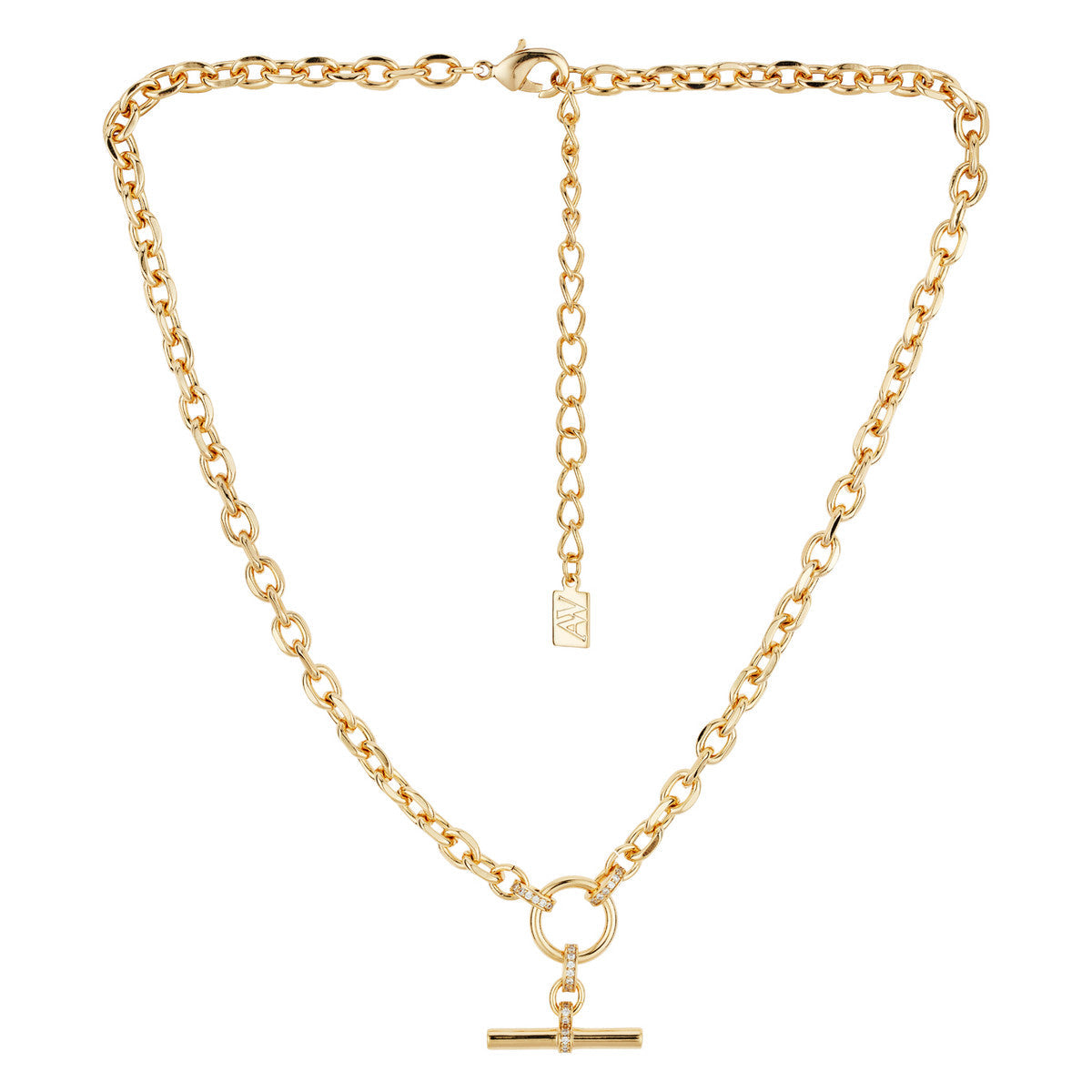 August Woods Gold Linked Chain T-Bar Necklace