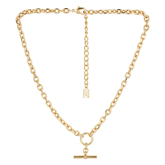 August Woods Gold Linked Chain T-Bar Necklace