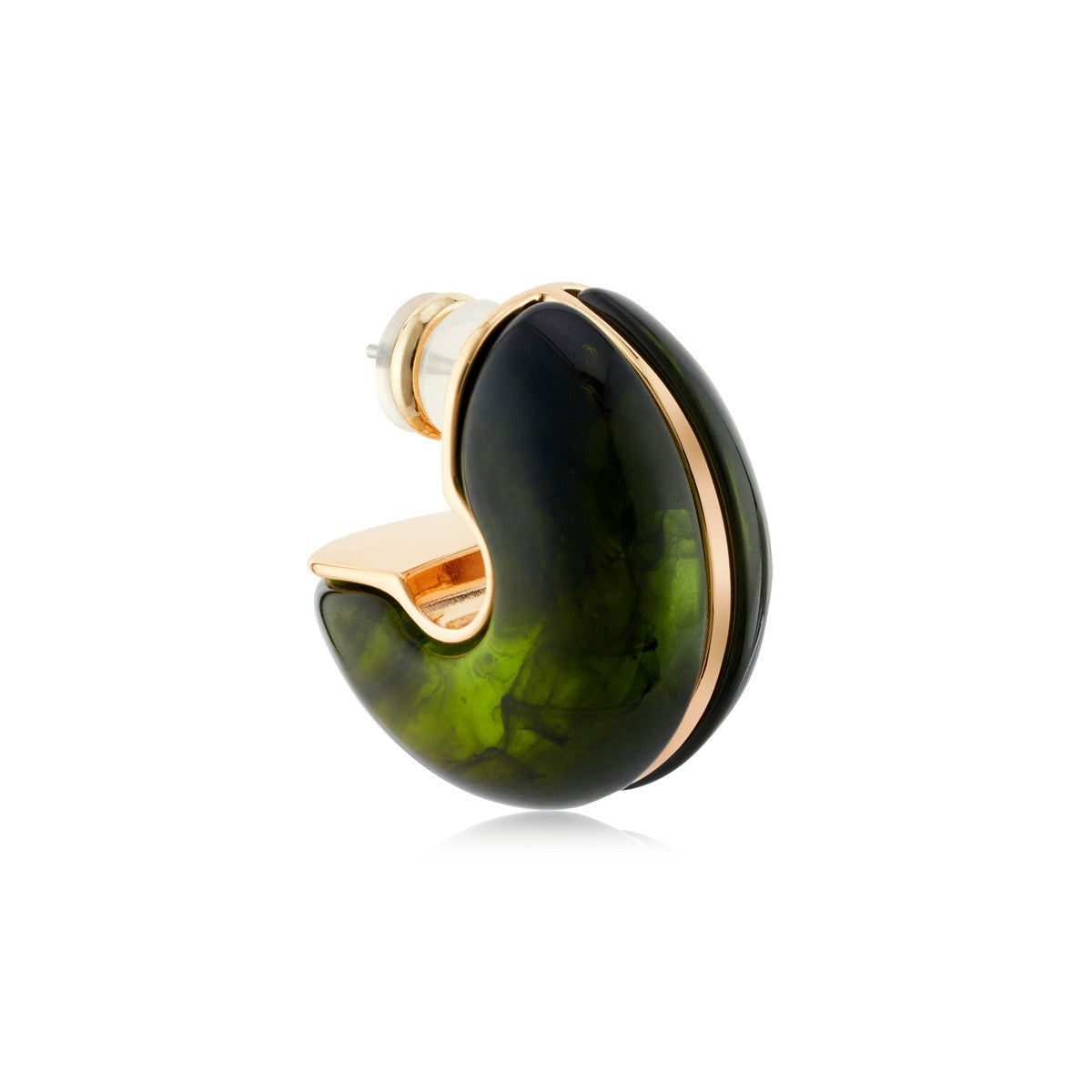August Woods Gold Green Resin Chubby Hoops