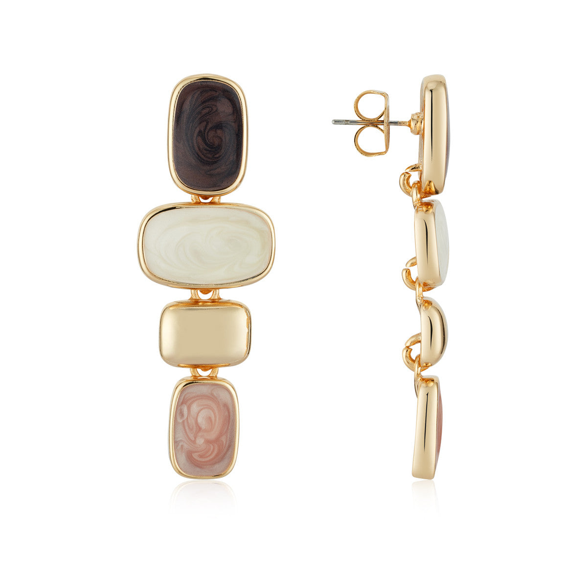August Woods Gold Pink Statement Drop Earrings