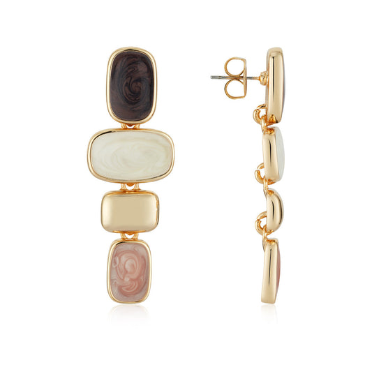 August Woods Gold Pink Statement Drop Earrings