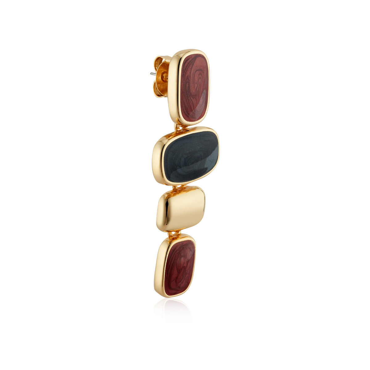 August Woods Gold Red Statement Drop Earrings