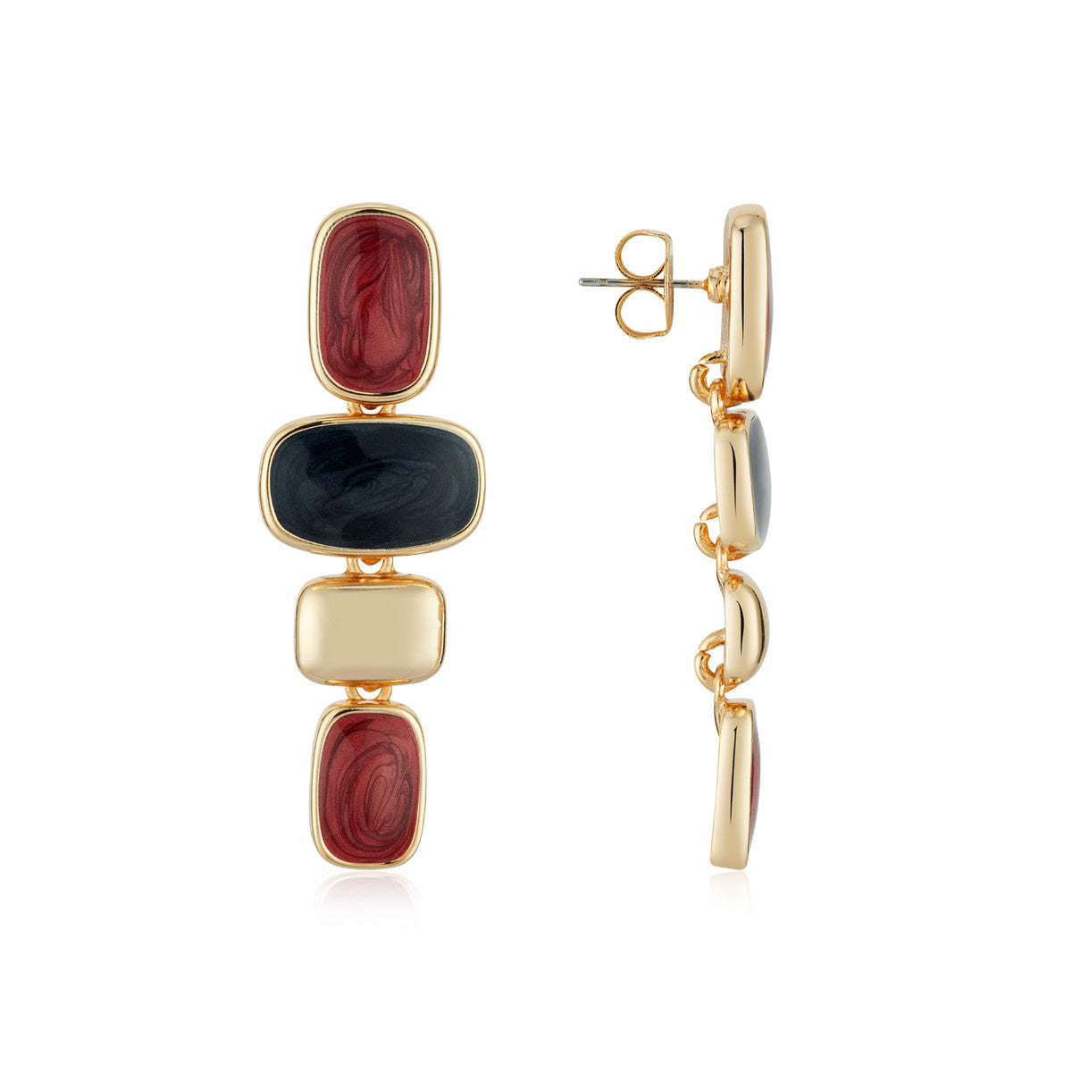 August Woods Gold Red Statement Drop Earrings