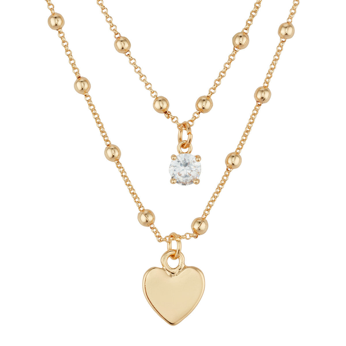 August Woods Gold Heart Double Chain Necklace