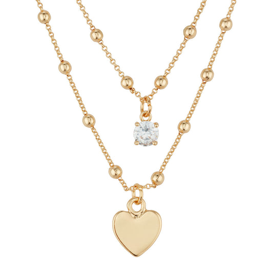 August Woods Gold Heart Double Chain Necklace