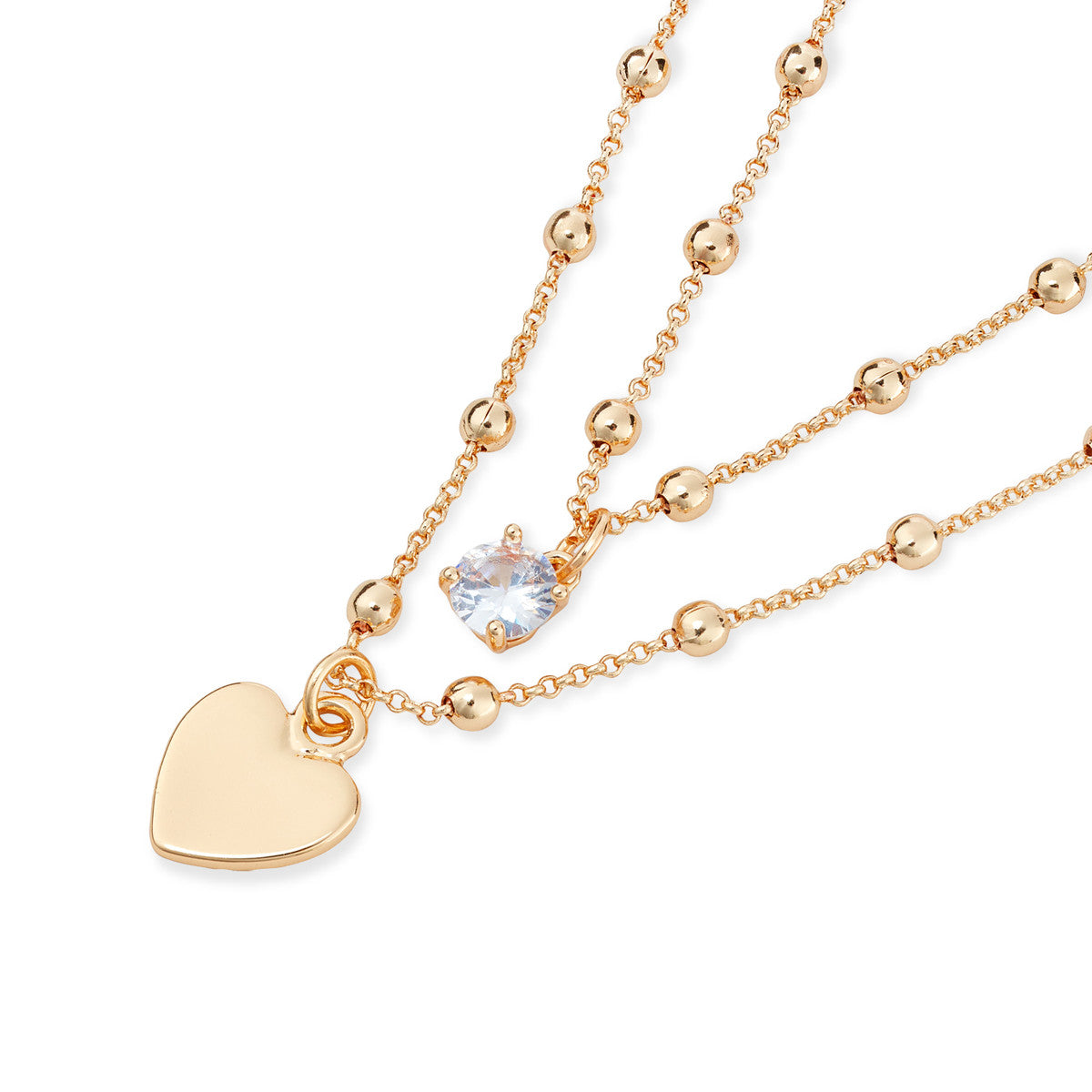 August Woods Gold Heart Double Chain Necklace
