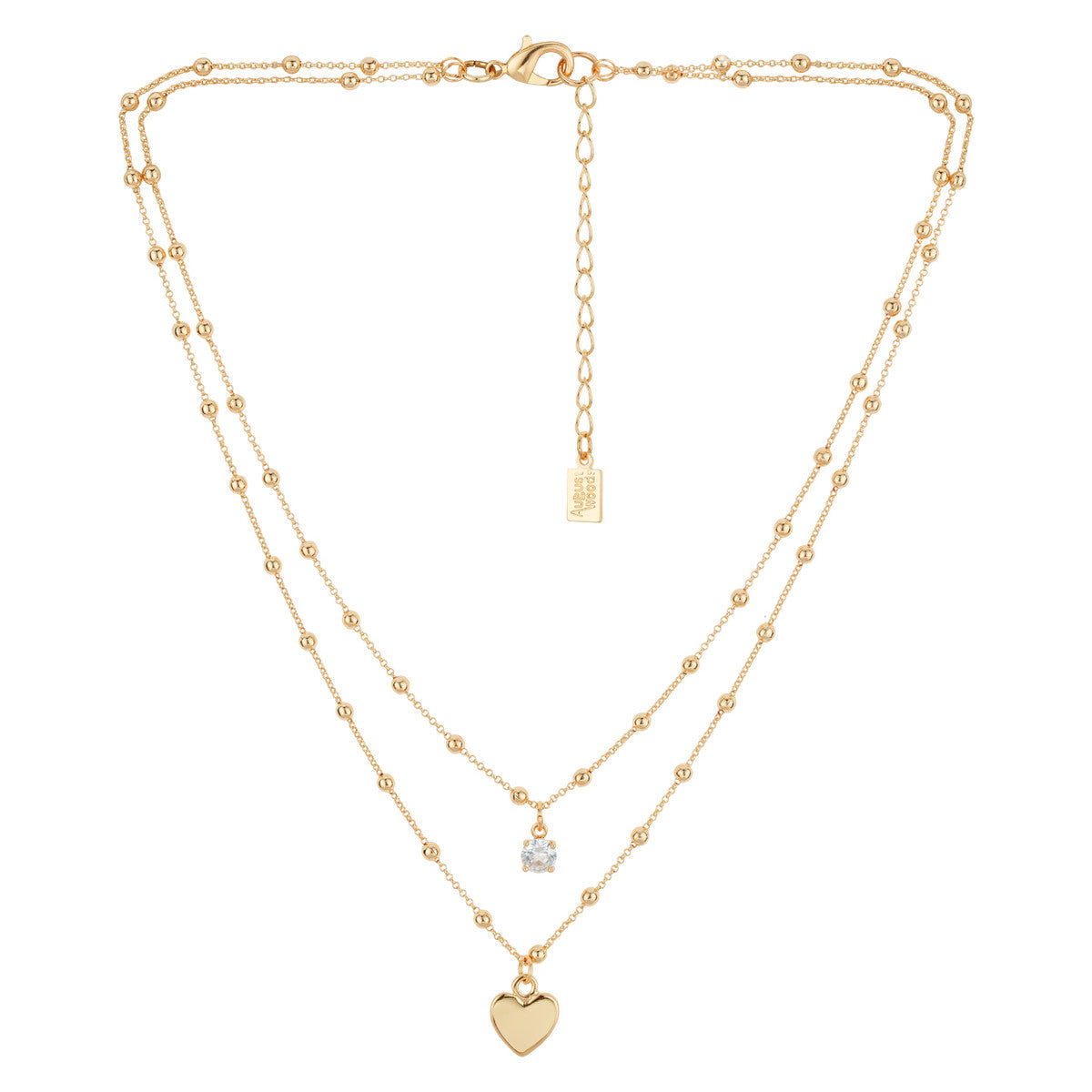 August Woods Gold Heart Double Chain Necklace