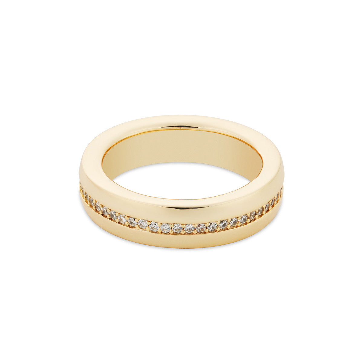 August Woods Gold Pavé Polished Band Adjustable Ring