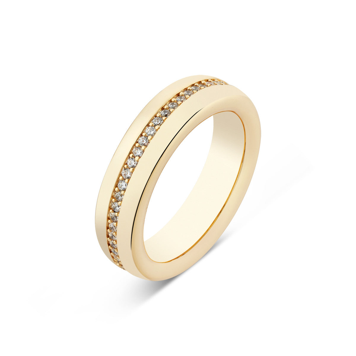 August Woods Gold Pavé Polished Band Adjustable Ring