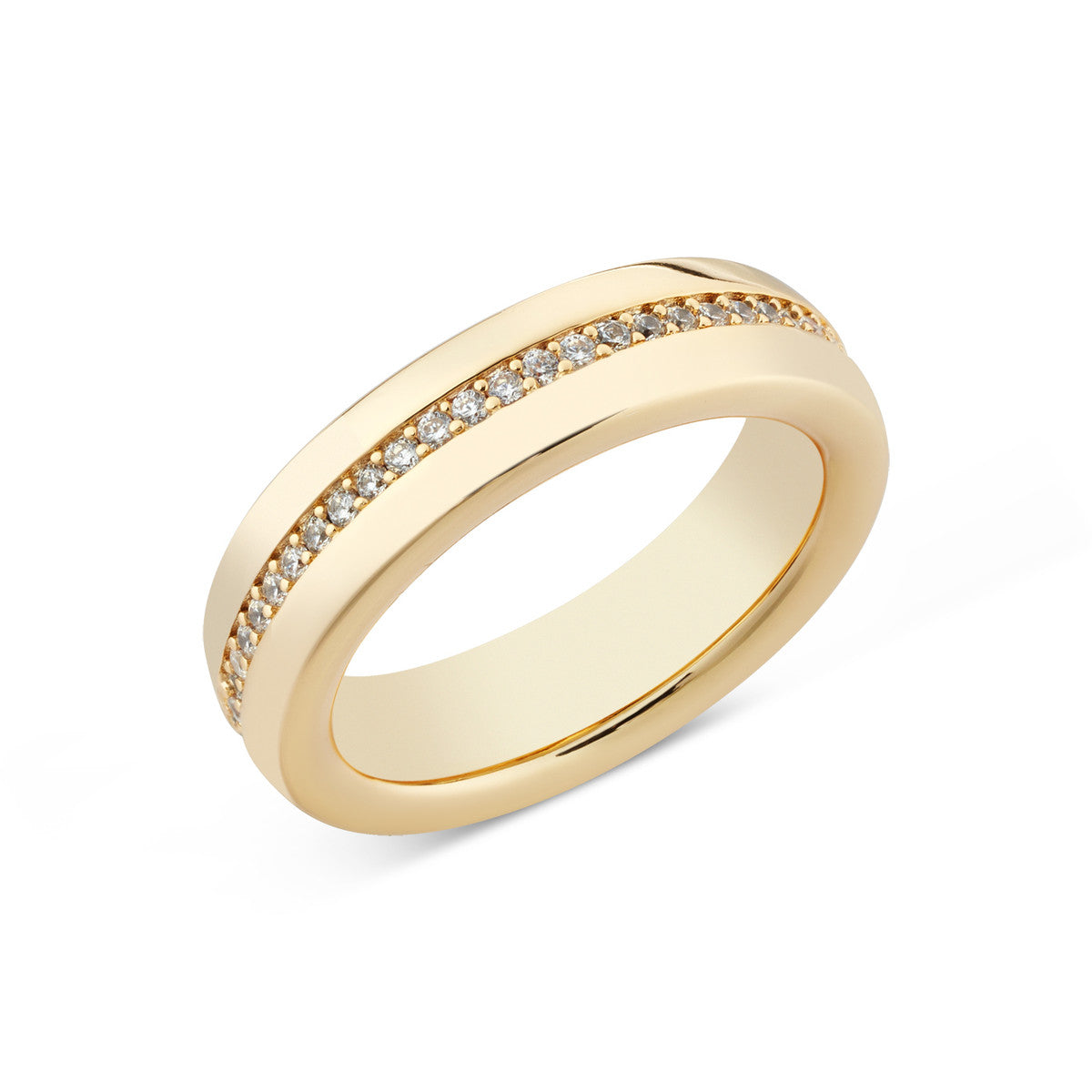 August Woods Gold Pavé Polished Band Adjustable Ring