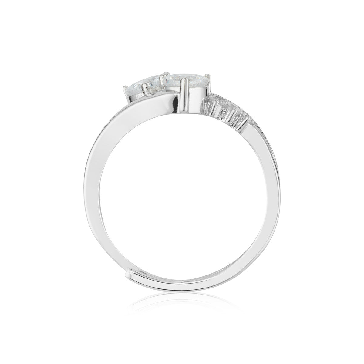 August Woods Silver 2 Heart Adjustable Ring