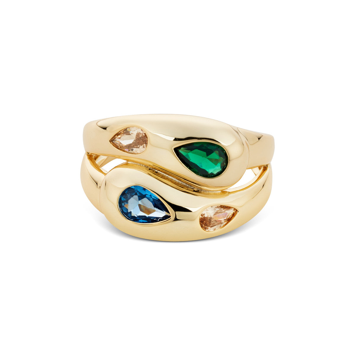 August Woods Gold Green Gemset CZ Dome Ring