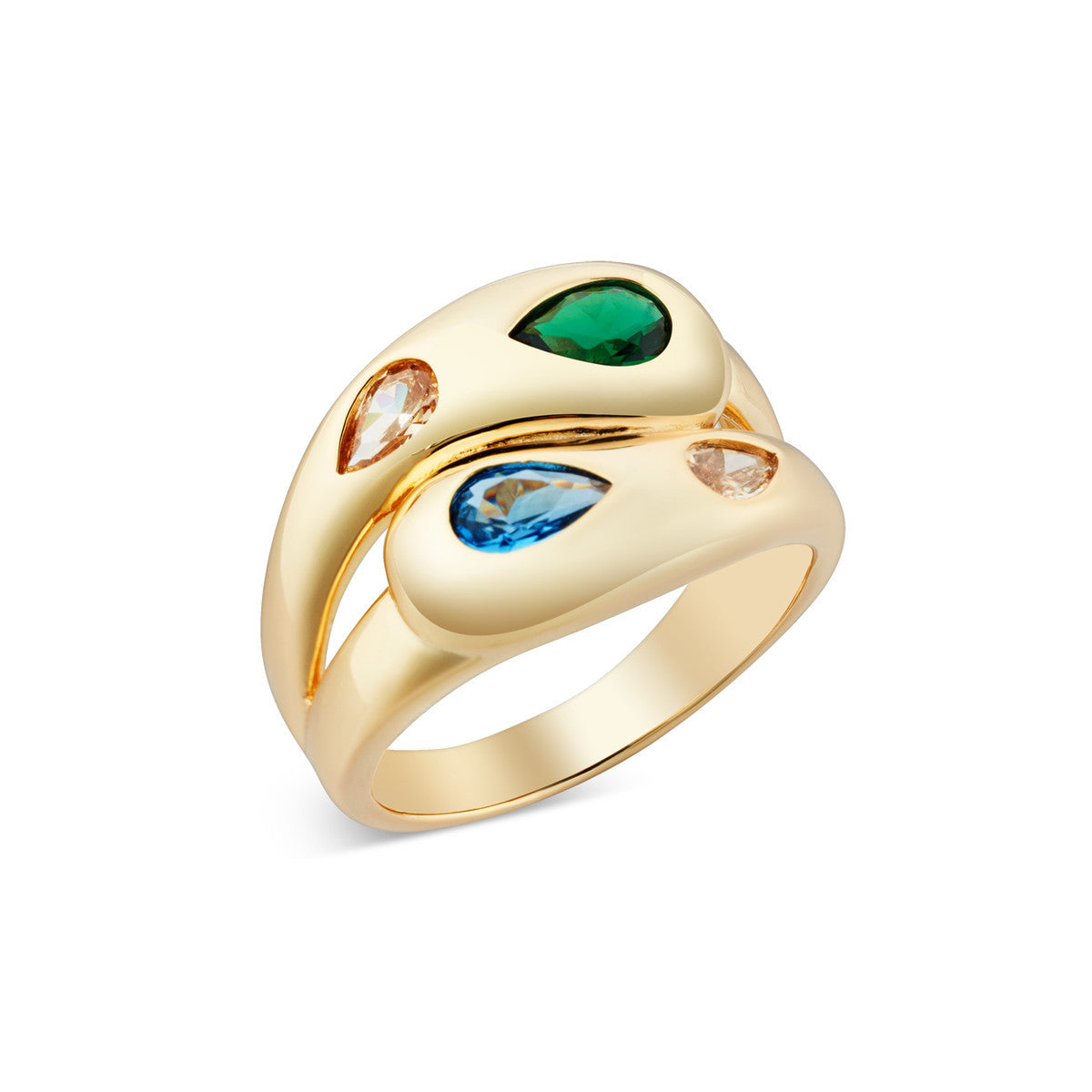 August Woods Gold Green Gemset CZ Dome Ring