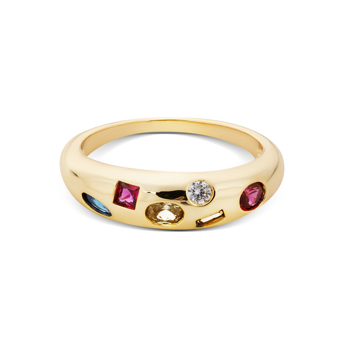 August Woods Gold Green Gemset CZ Dome Ring