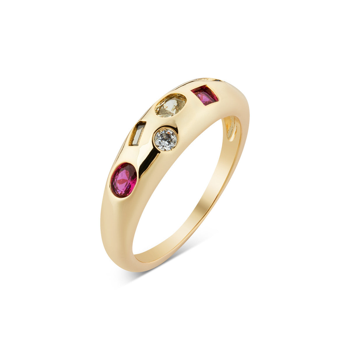 August Woods Gold Green Gemset CZ Dome Ring