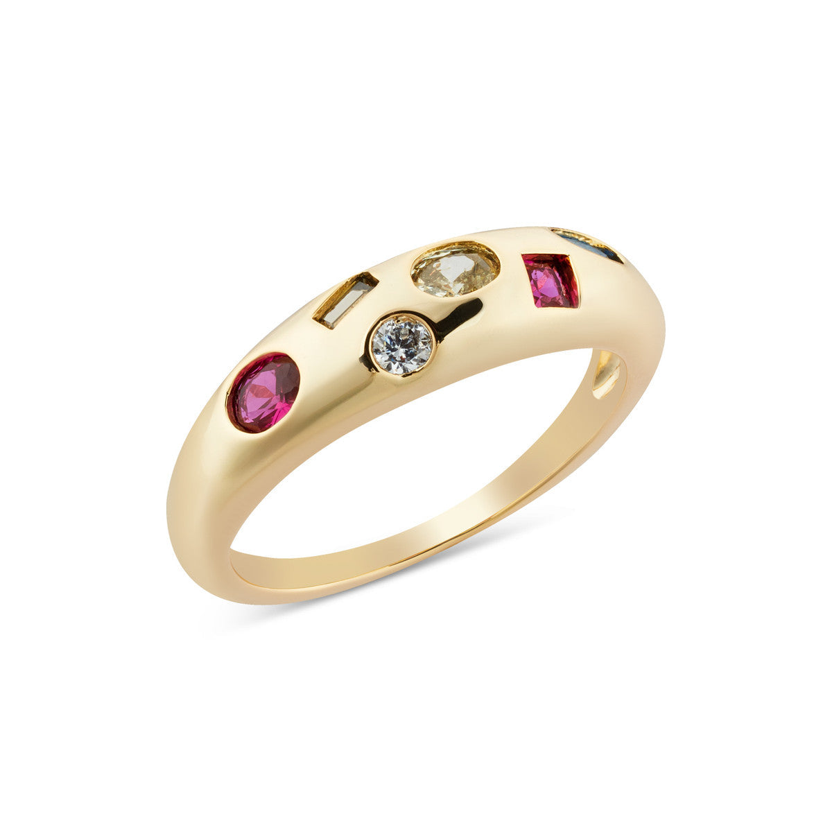 August Woods Gold Green Gemset CZ Dome Ring