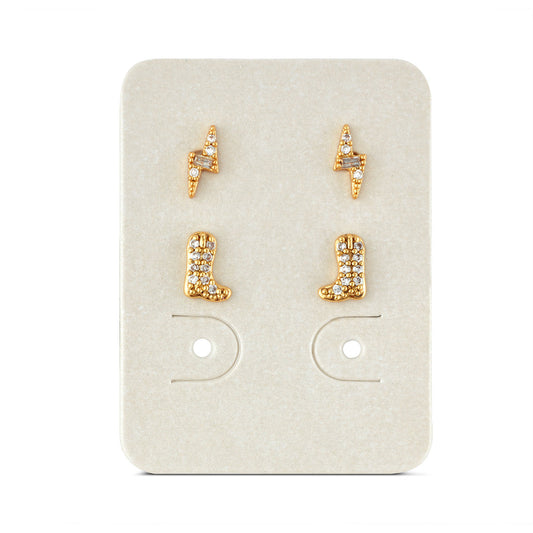 August Woods Gold Bolt and Boot Earring Pack