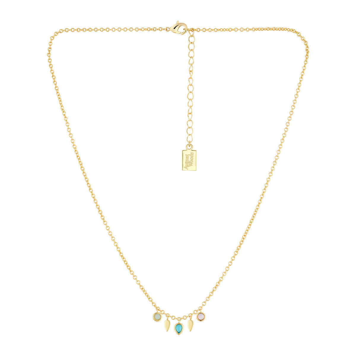 August Woods Gold Mixed Semi-Precious Charm Necklace