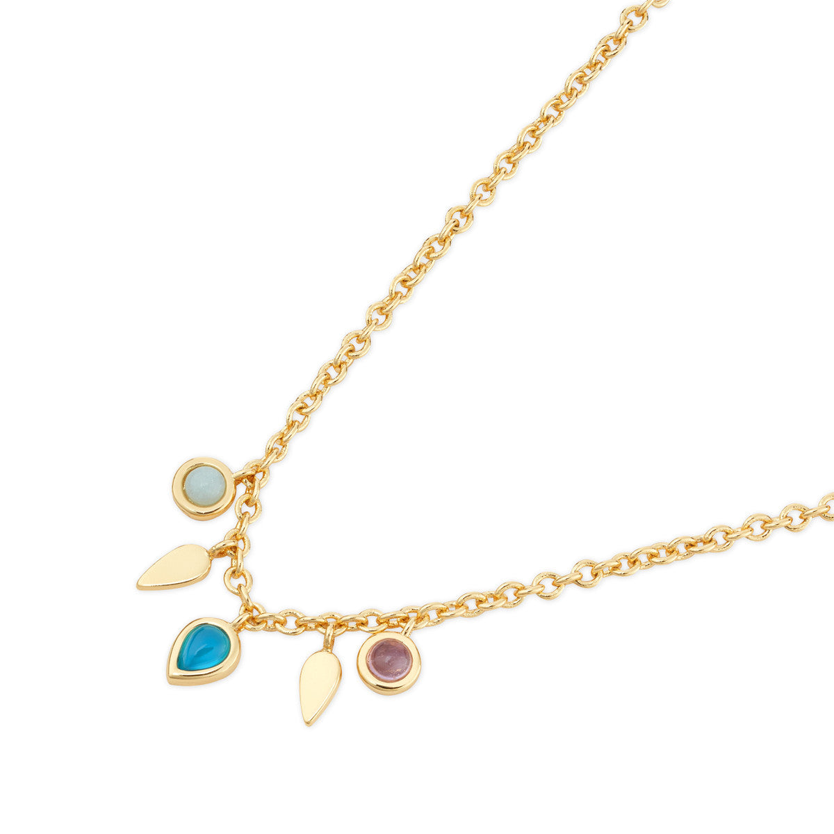 August Woods Gold Mixed Semi-Precious Charm Necklace