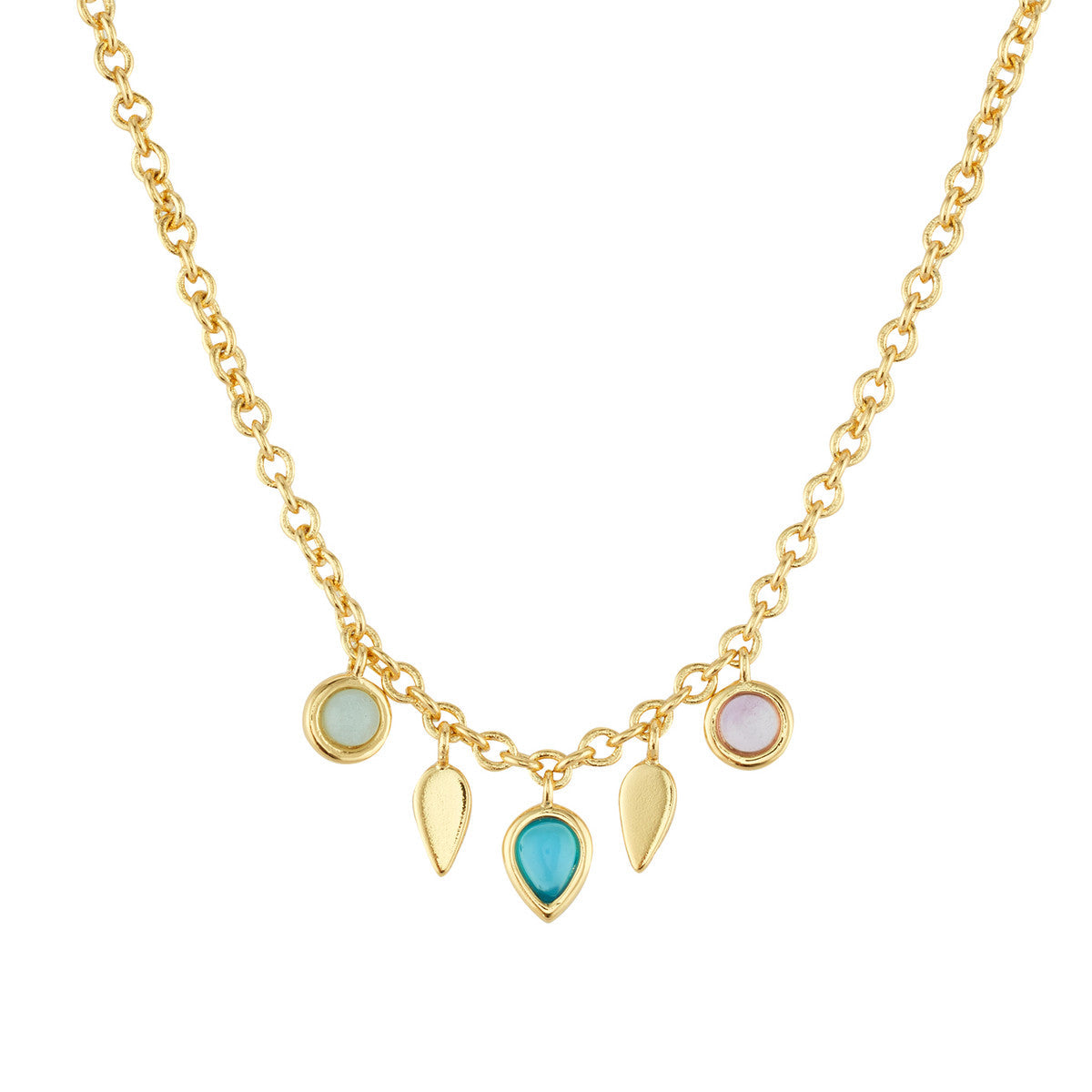 August Woods Gold Mixed Semi-Precious Charm Necklace