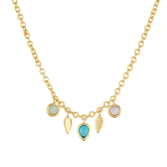 August Woods Gold Mixed Semi-Precious Charm Necklace