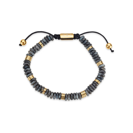 Over & Over Gold Stainless Steel Men's Black Labradorite Bracelet