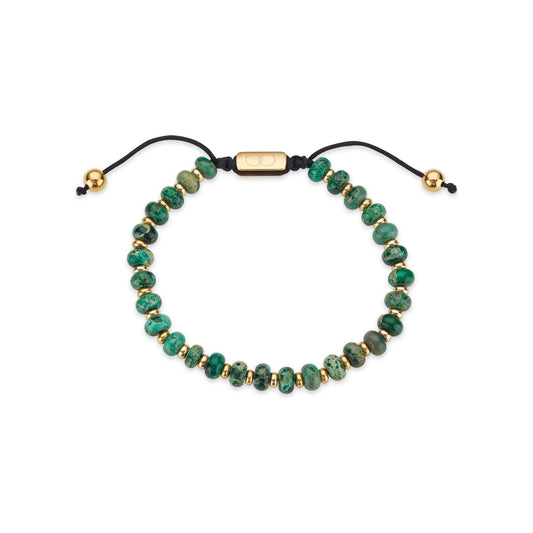 Over & Over Gold Stainless Steel Men's Green Jasper Bracelet