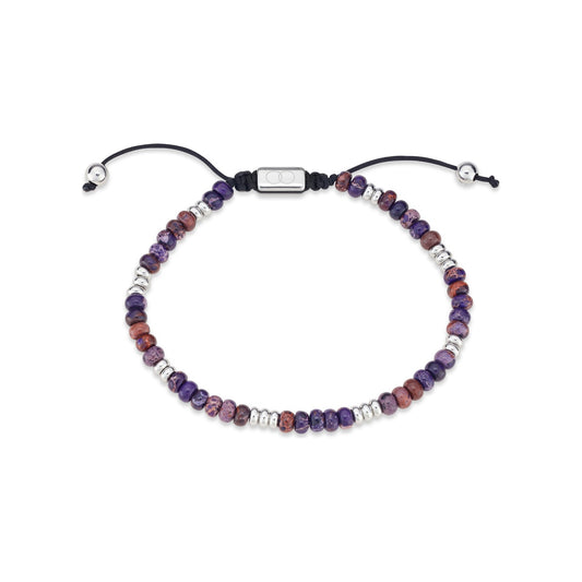 Over & Over Stainless Steel Men's Purple Jasper Bracelet