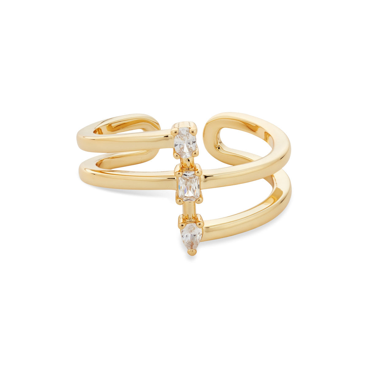 August Woods Gold Trio CZ Open Wrap Ring