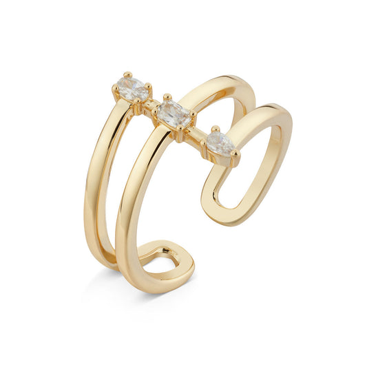 August Woods Gold Trio CZ Open Wrap Ring