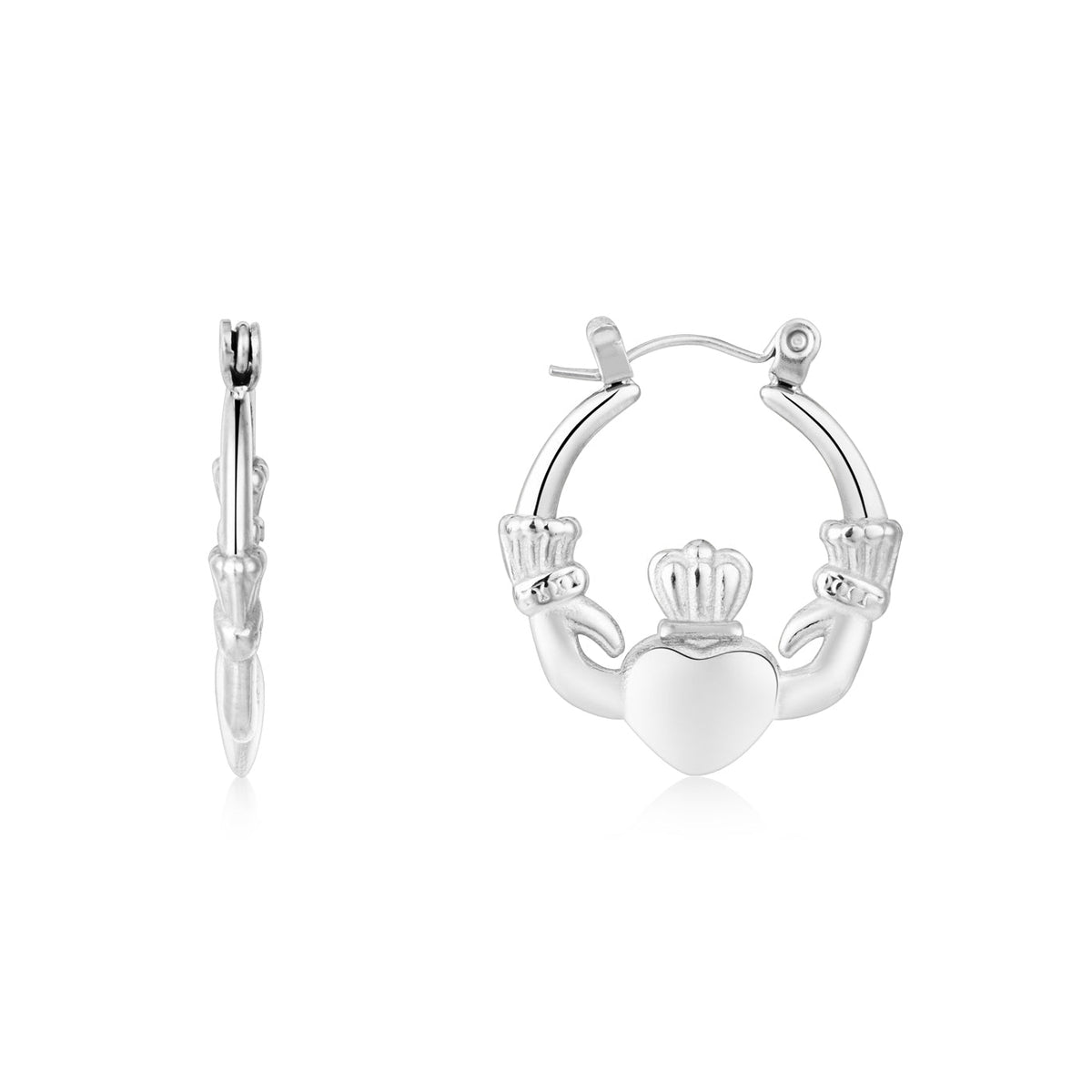 Over & Over Silver Stainless Steel Claddagh Puffy Gift Set