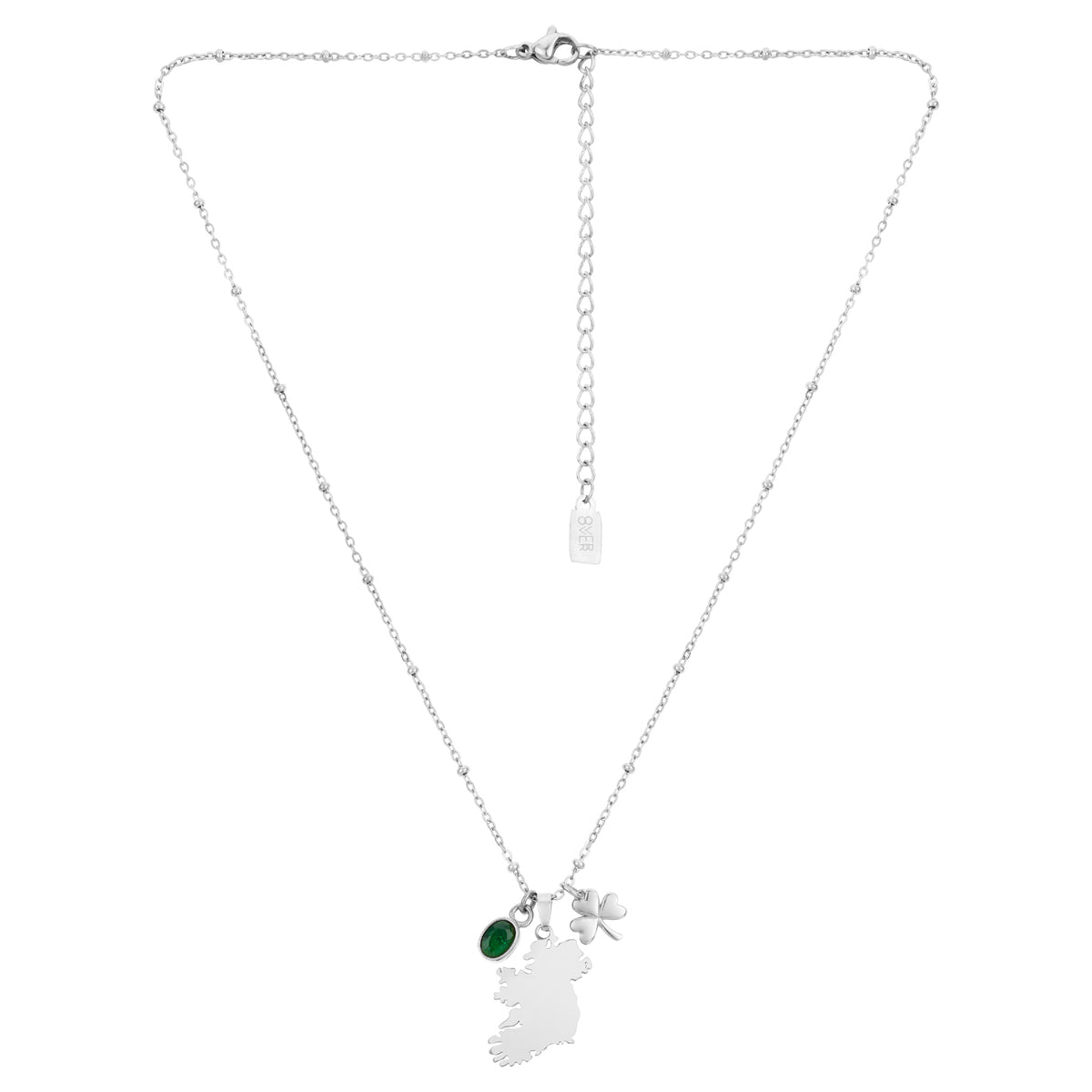 Over & Over Silver Stainless Steel Ireland Map Ball Necklace