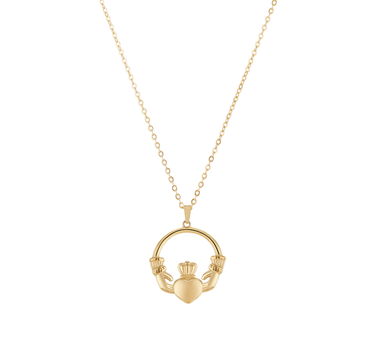 Over & Over Gold 14k Plated Stainless Steel Claddagh Puffy Necklace