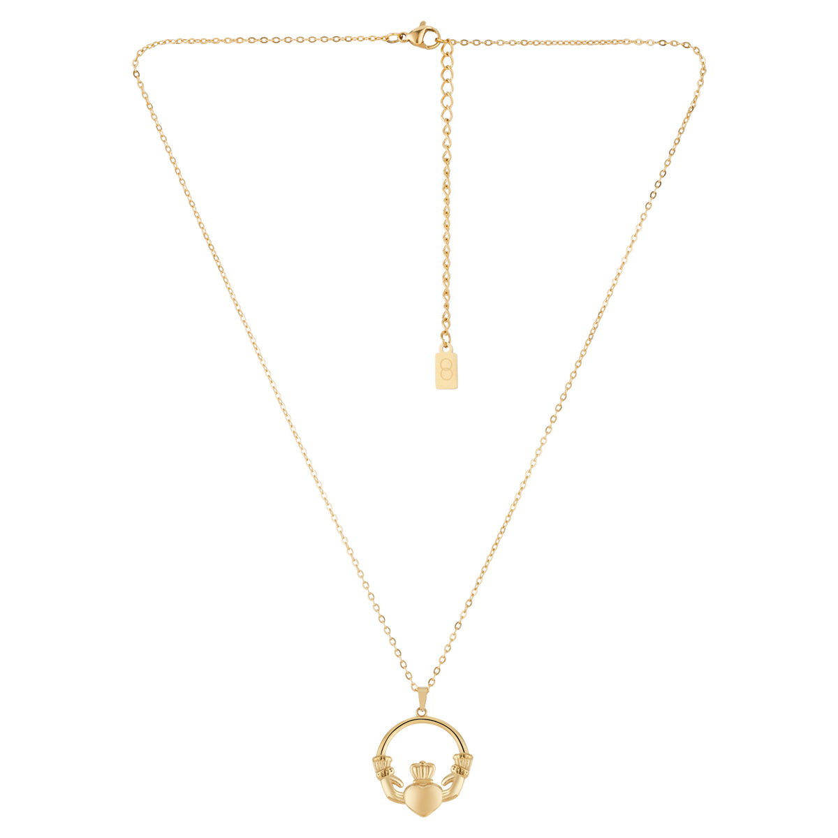 Over & Over Gold 14k Plated Stainless Steel Claddagh Puffy Necklace