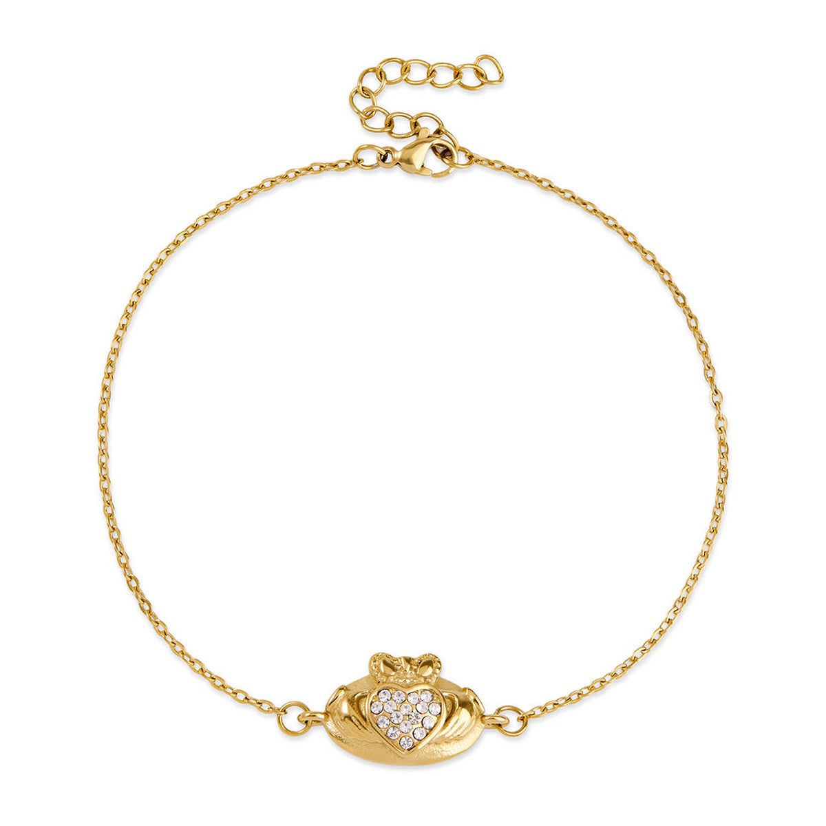 Over & Over Gold 14k Stainless Steel Claddagh Elipse Bracelet
