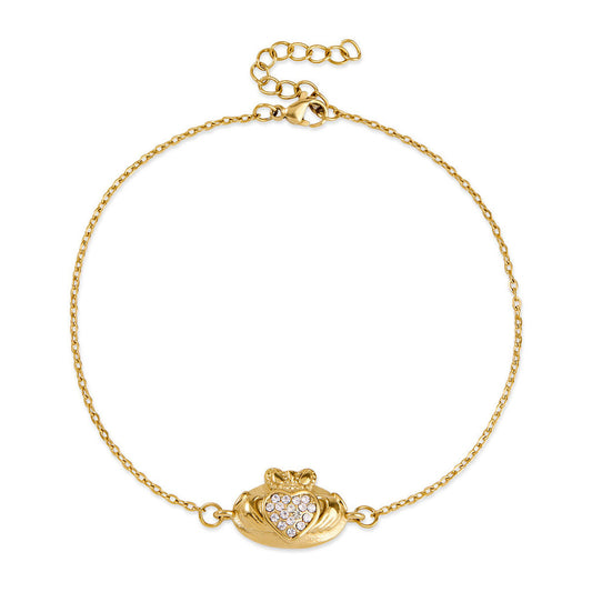 Over & Over Gold 14k Stainless Steel Claddagh Elipse Bracelet