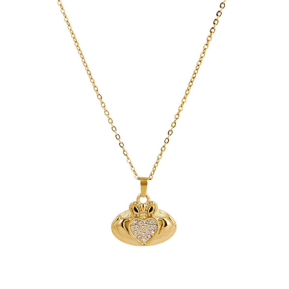 Over & Over Gold 14k Stainless Steel Claddagh Elipse Necklace
