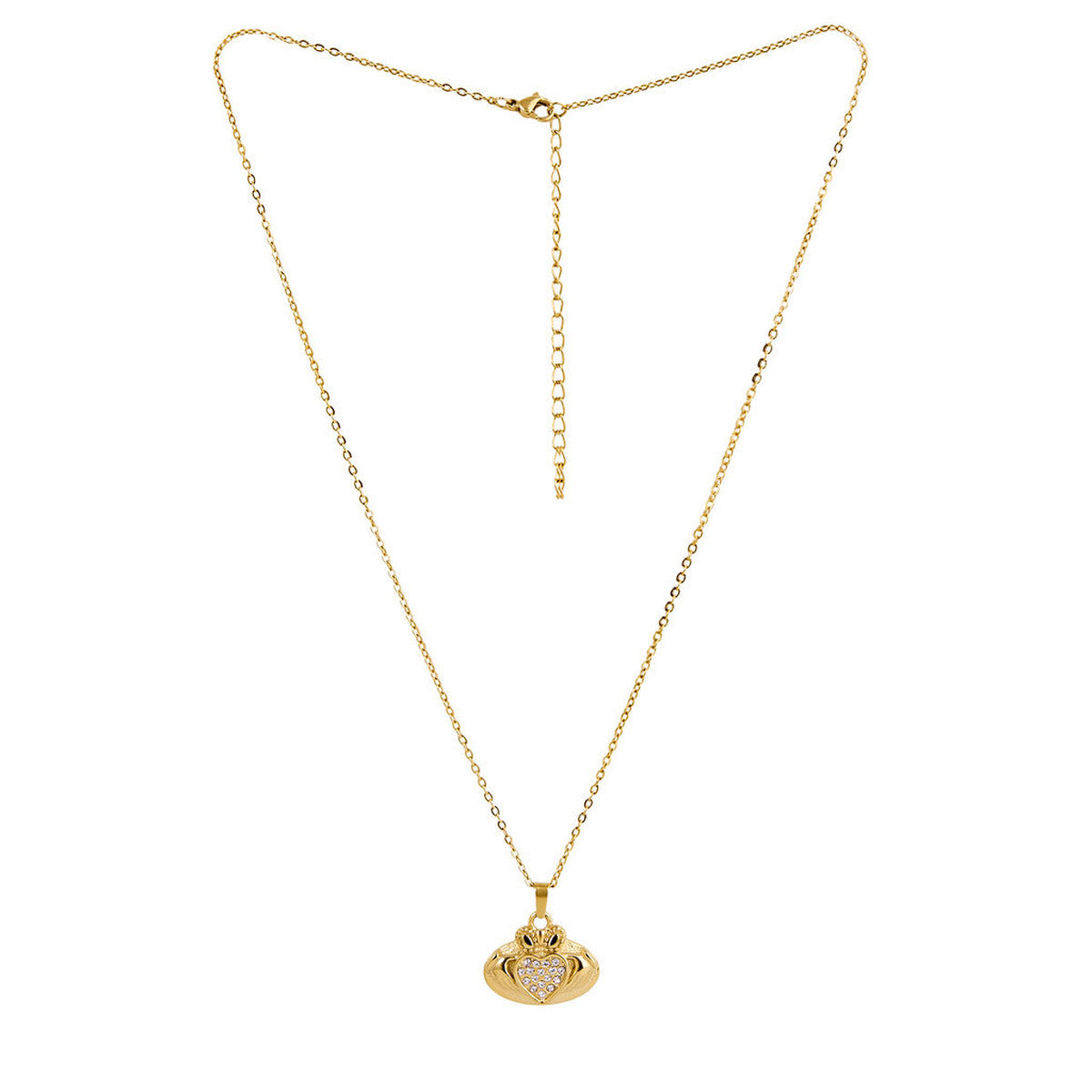 Over & Over Gold 14k Stainless Steel Claddagh Elipse Necklace