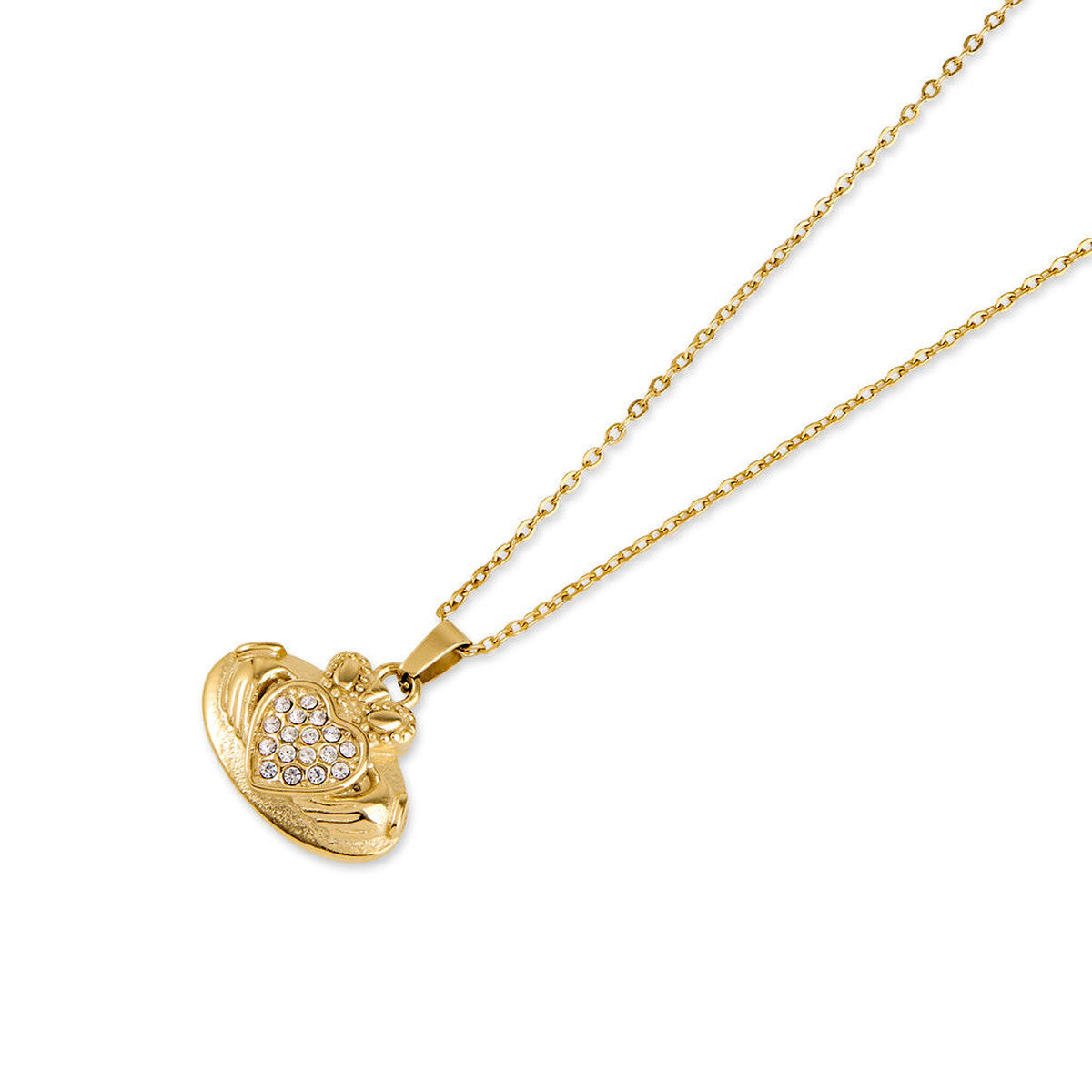 Over & Over Gold 14k Stainless Steel Claddagh Elipse Necklace