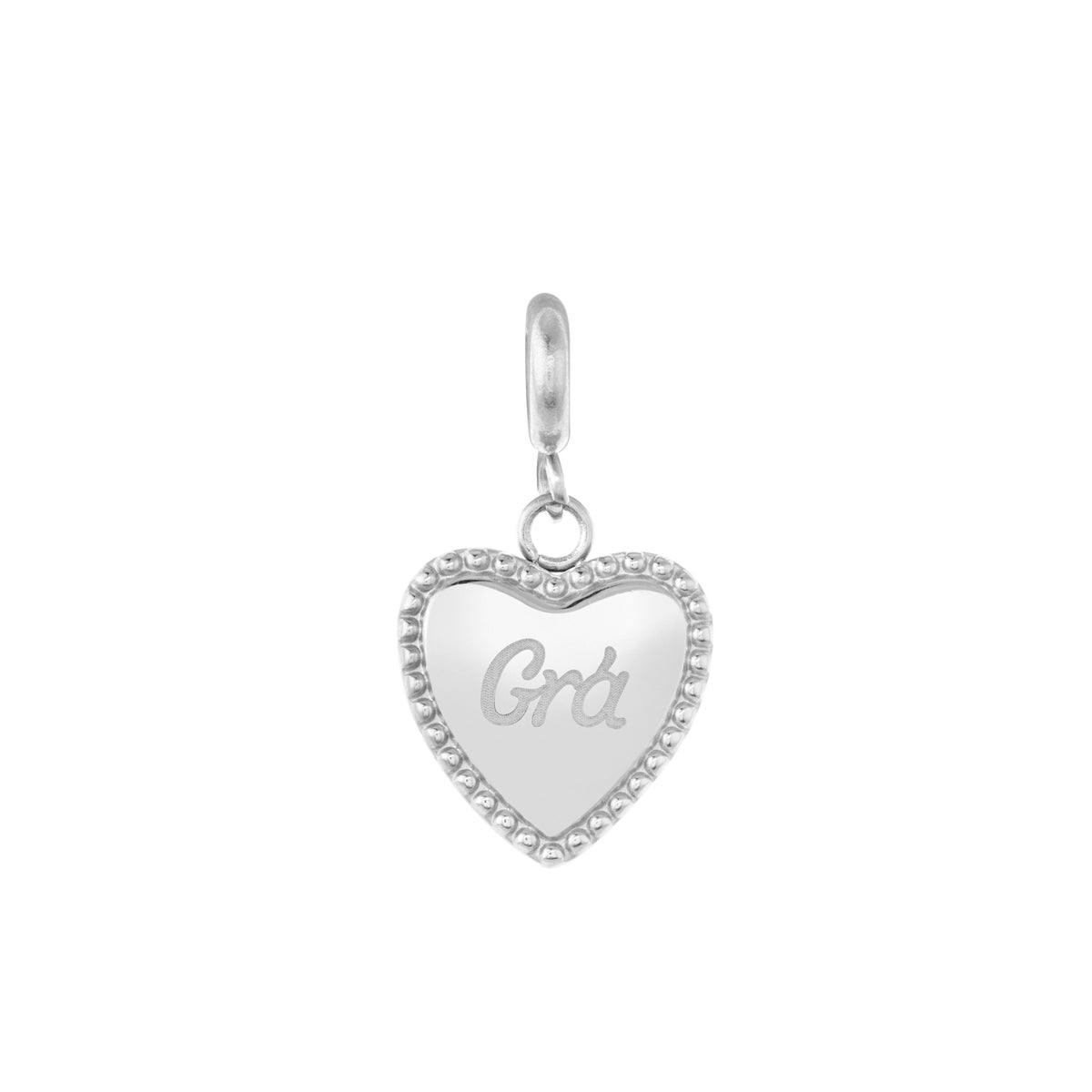 Over & Over Silver Stainless Steel Grá Heart Charm