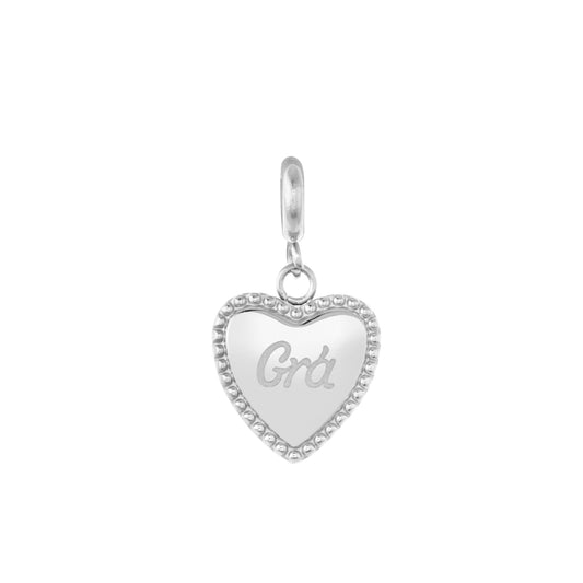 Over & Over Silver Stainless Steel Grá Heart Charm