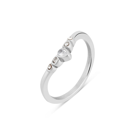 Over & Over Silver Stainless Steel Wishbone Stack Ring